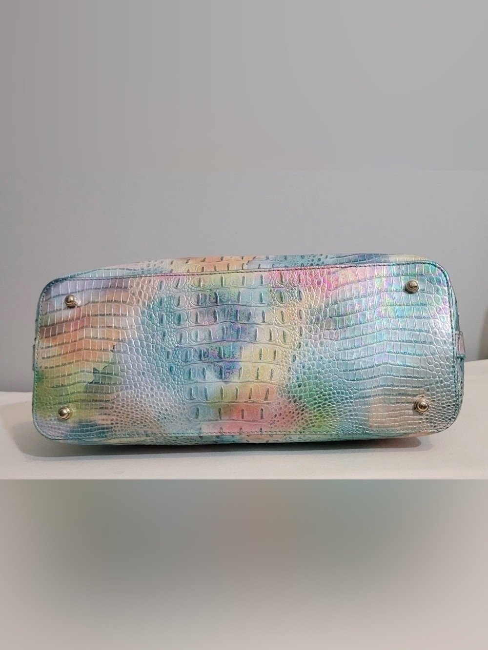 Brahmin Large Duxbury Gelato Iridescent Multicolor Croc-Embossed Satchel Bag - Picture 7 of 16